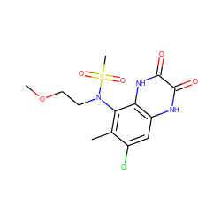 COCCN(c1c(C)c(Cl)cc2[nH]c(=O)c(=O)[nH]c12)S(C)(=O)=O ZINC000028954123