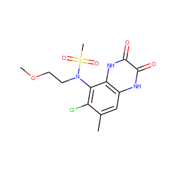 COCCN(c1c(Cl)c(C)cc2[nH]c(=O)c(=O)[nH]c12)S(C)(=O)=O ZINC000028954119