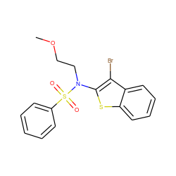 COCCN(c1sc2ccccc2c1Br)S(=O)(=O)c1ccccc1 ZINC000115232777