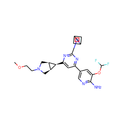 COCCN1C[C@@H]2[C@H](c3cc(-c4cnc(N)c(OC(F)F)c4)nc(N4CC5CC4C5)n3)[C@@H]2C1 ZINC000653750407