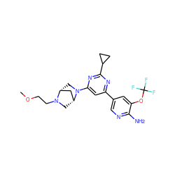 COCCN1C[C@@H]2C[C@H]1CN2c1cc(-c2cnc(N)c(OC(F)(F)F)c2)nc(C2CC2)n1 ZINC000653679371