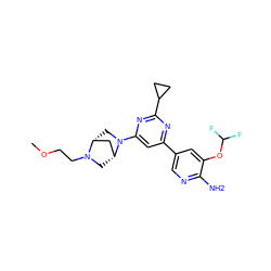 COCCN1C[C@@H]2C[C@H]1CN2c1cc(-c2cnc(N)c(OC(F)F)c2)nc(C2CC2)n1 ZINC000653681064