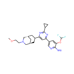 COCCN1C[C@@H]2CC(c3cc(-c4cnc(N)c(OC(F)F)c4)nc(C4CC4)n3)C[C@H](C2)C1 ZINC000653668920