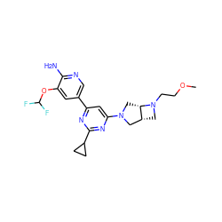 COCCN1C[C@@H]2CN(c3cc(-c4cnc(N)c(OC(F)F)c4)nc(C4CC4)n3)C[C@@H]21 ZINC000653671280