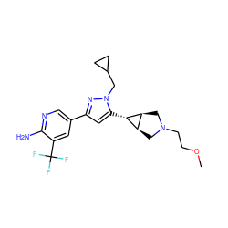 COCCN1C[C@H]2[C@@H](C1)[C@@H]2c1cc(-c2cnc(N)c(C(F)(F)F)c2)nn1CC1CC1 ZINC000148073315