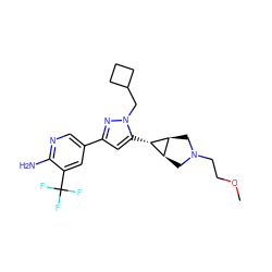 COCCN1C[C@H]2[C@@H](C1)[C@@H]2c1cc(-c2cnc(N)c(C(F)(F)F)c2)nn1CC1CCC1 ZINC000148075051