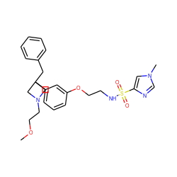 COCCN1CC(Cc2ccccc2)(c2cccc(OCCNS(=O)(=O)c3cn(C)cn3)c2)C1 ZINC000114736070