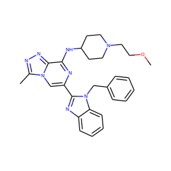 COCCN1CCC(Nc2nc(-c3nc4ccccc4n3Cc3ccccc3)cn3c(C)nnc23)CC1 ZINC000209372008