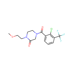 COCCN1CCN(C(=O)c2cccc(C(F)(F)F)c2Cl)CC1=O ZINC000059287550