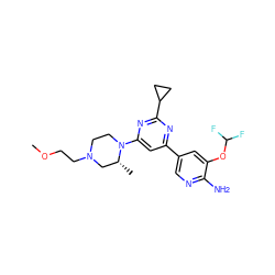 COCCN1CCN(c2cc(-c3cnc(N)c(OC(F)F)c3)nc(C3CC3)n2)[C@H](C)C1 ZINC000653670295