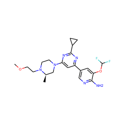 COCCN1CCN(c2cc(-c3cnc(N)c(OC(F)F)c3)nc(C3CC3)n2)C[C@H]1C ZINC000653684995