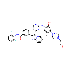 COCCN1CCN(c2cc(OC)c(Nc3nccc(-c4c(-c5cccc(C(=O)Nc6c(F)cccc6F)c5)nc5ccccn45)n3)cc2C)CC1 ZINC000165072984