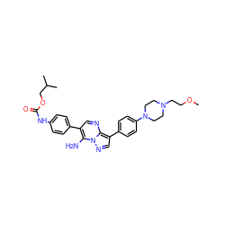 COCCN1CCN(c2ccc(-c3cnn4c(N)c(-c5ccc(NC(=O)OCC(C)C)cc5)cnc34)cc2)CC1 ZINC000049777019