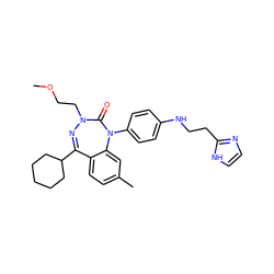 COCCN1N=C(C2CCCCC2)c2ccc(C)cc2N(c2ccc(NCCc3ncc[nH]3)cc2)C1=O ZINC000028711958