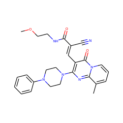 COCCNC(=O)/C(C#N)=C/c1c(N2CCN(c3ccccc3)CC2)nc2c(C)cccn2c1=O ZINC000002206802