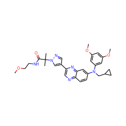 COCCNC(=O)C(C)(C)n1cc(-c2cnc3ccc(N(CC4CC4)c4cc(OC)cc(OC)c4)cc3n2)cn1 ZINC000219344653