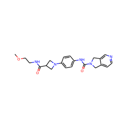 COCCNC(=O)C1CN(c2ccc(NC(=O)N3Cc4ccncc4C3)cc2)C1 ZINC000166022796