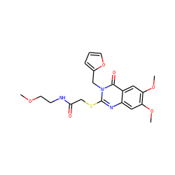 COCCNC(=O)CSc1nc2cc(OC)c(OC)cc2c(=O)n1Cc1ccco1 ZINC000002974316