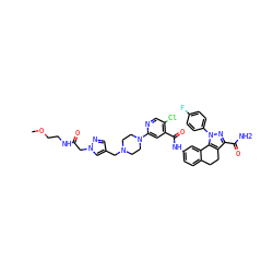 COCCNC(=O)Cn1cc(CN2CCN(c3cc(C(=O)Nc4ccc5c(c4)-c4c(c(C(N)=O)nn4-c4ccc(F)cc4)CC5)c(Cl)cn3)CC2)cn1 ZINC000095548745