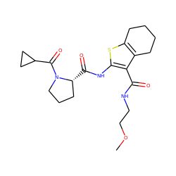 COCCNC(=O)c1c(NC(=O)[C@@H]2CCCN2C(=O)C2CC2)sc2c1CCCC2 ZINC000095558596