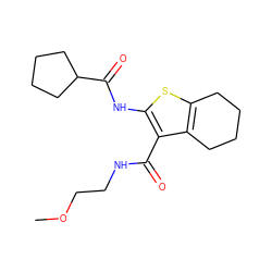 COCCNC(=O)c1c(NC(=O)C2CCCC2)sc2c1CCCC2 ZINC000095563375