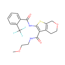 COCCNC(=O)c1c(NC(=O)c2ccccc2C(F)(F)F)sc2c1CCOC2 ZINC000095563986