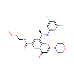 COCCNC(=O)c1cc([C@@H](C)Nc2cc(F)cc(F)c2)c2oc(N3CCOCC3)cc(=O)c2c1 ZINC000116736319