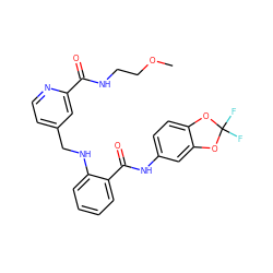 COCCNC(=O)c1cc(CNc2ccccc2C(=O)Nc2ccc3c(c2)OC(F)(F)O3)ccn1 ZINC000028951760