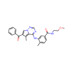 COCCNC(=O)c1ccc(C)c(Nc2ncnn3cc(C(=O)c4ccccc4)c(C)c23)c1 ZINC000003819150