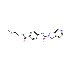 COCCNC(=O)c1ccc(NC(=O)N2Cc3ccncc3C2)cc1 ZINC000167614745