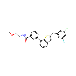 COCCNC(=O)c1cccc(-c2cccc3cc(Cc4cc(F)cc(Cl)c4)sc23)c1 ZINC000166968858