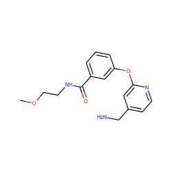 COCCNC(=O)c1cccc(Oc2cc(CN)ccn2)c1 ZINC001772641933