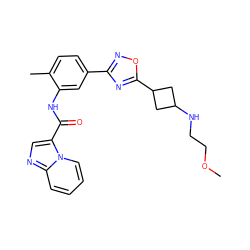 COCCNC1CC(c2nc(-c3ccc(C)c(NC(=O)c4cnc5ccccn45)c3)no2)C1 ZINC000144086464