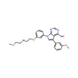 COCCNCCOc1cccc(-n2cc(-c3cccc(OC)c3)c3c(N)ncnc32)c1 ZINC000040404644