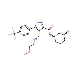 COCCNCc1c(C(=O)N[C@@H]2CCC[C@H](O)C2)noc1-c1ccc(C(F)(F)F)cc1 ZINC000071318906