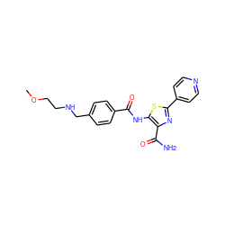 COCCNCc1ccc(C(=O)Nc2sc(-c3ccncc3)nc2C(N)=O)cc1 ZINC000149931211