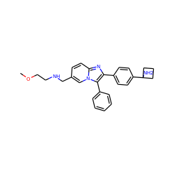 COCCNCc1ccc2nc(-c3ccc(C4(N)CCC4)cc3)c(-c3ccccc3)n2c1 ZINC000224833470