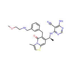 COCCNCc1cccc(Cc2c([C@H](C)Nc3ncnc(N)c3C#N)cc3scc(C)n3c2=O)c1 ZINC001772612103