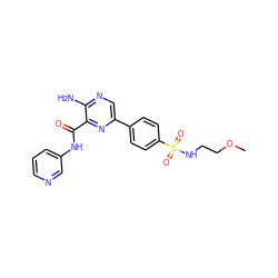 COCCNS(=O)(=O)c1ccc(-c2cnc(N)c(C(=O)Nc3cccnc3)n2)cc1 ZINC000072190091