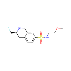 COCCNS(=O)(=O)c1ccc2c(c1)CN[C@H](CF)C2 ZINC000013581872