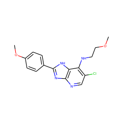 COCCNc1c(Cl)cnc2nc(-c3ccc(OC)cc3)[nH]c12 ZINC000653801592