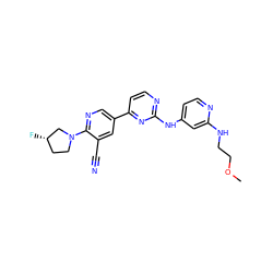 COCCNc1cc(Nc2nccc(-c3cnc(N4CC[C@H](F)C4)c(C#N)c3)n2)ccn1 ZINC000221004860