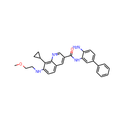 COCCNc1ccc2cc(C(=O)Nc3cc(-c4ccccc4)ccc3N)cnc2c1C1CC1 ZINC000144548398