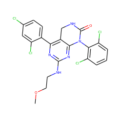 COCCNc1nc(-c2ccc(Cl)cc2Cl)c2c(n1)N(c1c(Cl)cccc1Cl)C(=O)NC2 ZINC000014962947