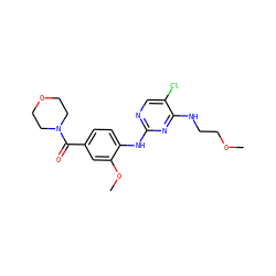 COCCNc1nc(Nc2ccc(C(=O)N3CCOCC3)cc2OC)ncc1Cl ZINC000169705077