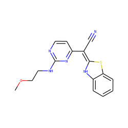 COCCNc1nccc(/C(C#N)=C2\Nc3ccccc3S2)n1 ZINC000013647710