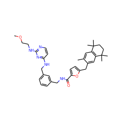 COCCNc1nccc(NCc2cccc(CNC(=O)c3ccc(Cc4cc5c(cc4C)C(C)(C)CCC5(C)C)o3)c2)n1 ZINC000027190401