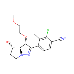 COCCO[C@@H]1C(c2ccc(C#N)c(Cl)c2C)=NN2CC[C@H](O)[C@@H]12 ZINC000146571116