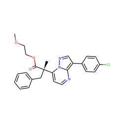 COCCOC(=O)[C@@](C)(Cc1ccccc1)c1ccnc2c(-c3ccc(Cl)cc3)cnn12 ZINC000115649887
