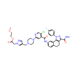 COCCOC(=O)Cn1cc(CN2CCN(c3cc(C(=O)Nc4ccc5c(c4)-c4c(c(C(N)=O)nn4-c4ccc(F)cc4)CC5)c(Cl)cn3)CC2)cn1 ZINC000095547816